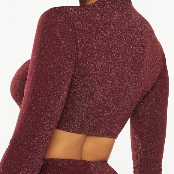 Savage X Fenty Maroon Sparkle Tie-Front Bra - Picture 3 of 7